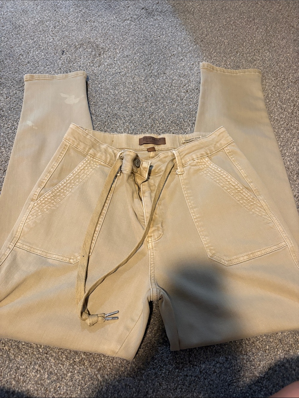 Beige Drawstring Casual Pants
